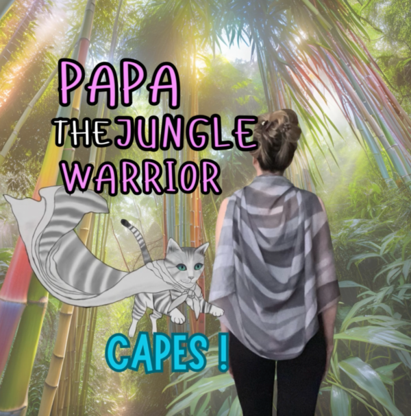 Silk and Cotton blend Papa the Jungle Warrior Cape tie - on 36x36 inches includes shipping